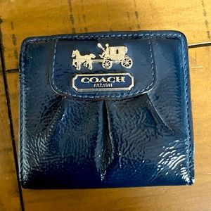 Navy Coach Patent Leather Wallet